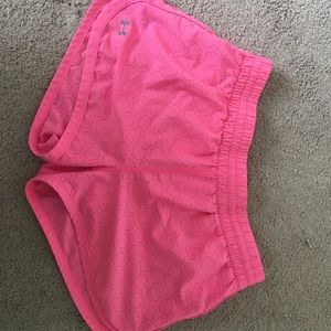 Pink under armor running shorts